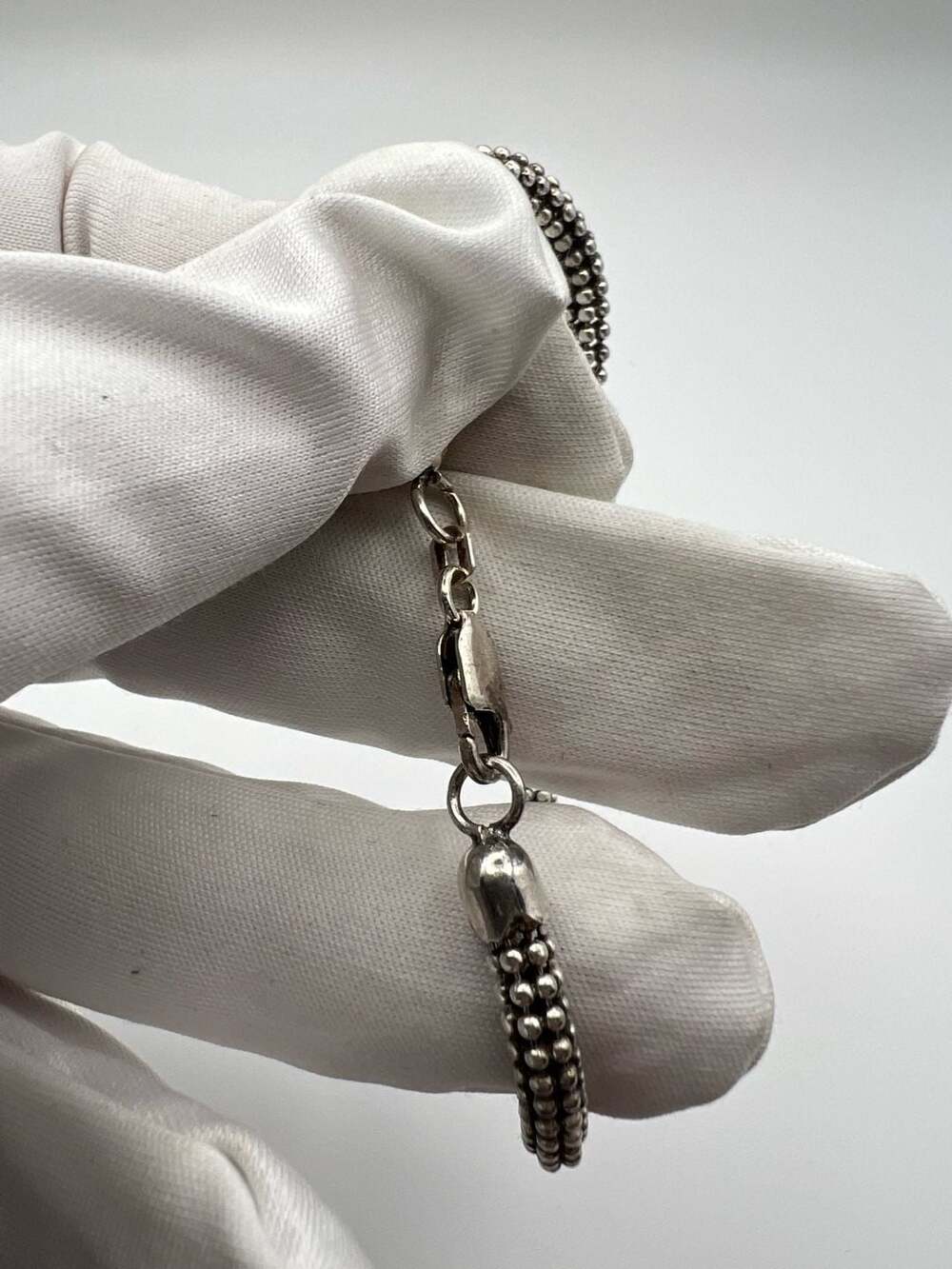 KC Italy 925 Sterling Silver Beaded Mesh Bracelet 7 Inch - Picture 10 of 11